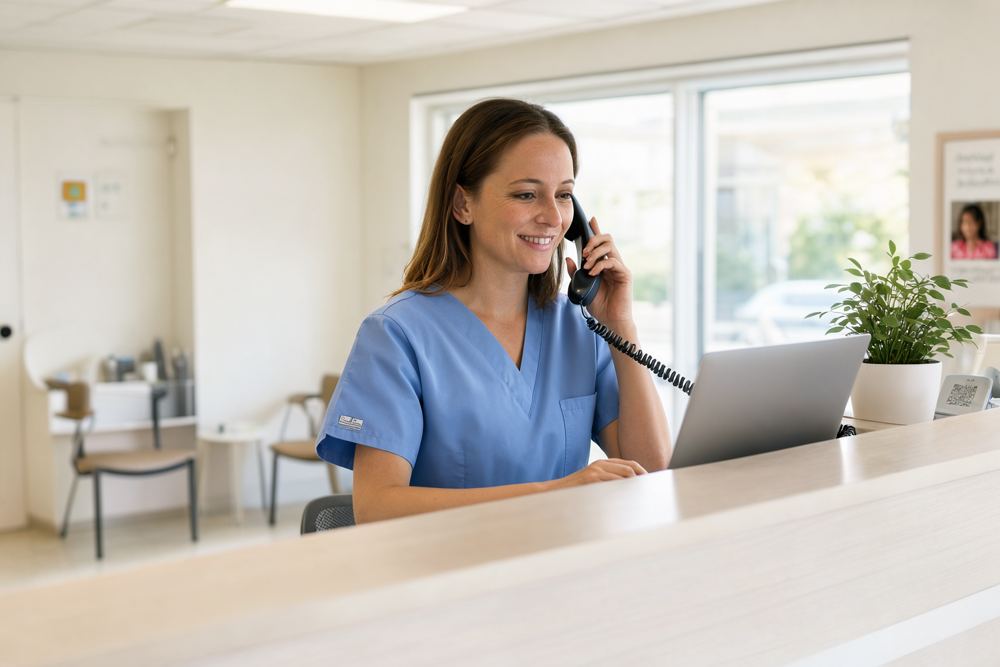 A dental clinic reception desk