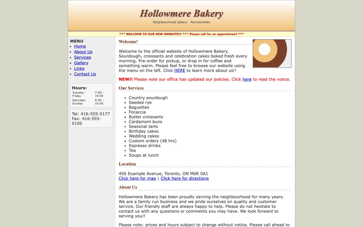 Before: an outdated website