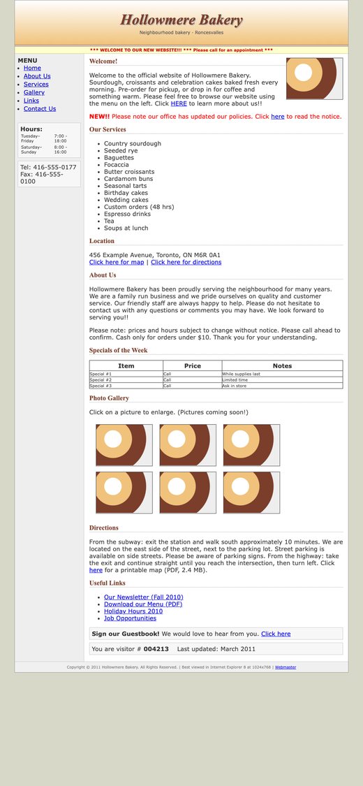 Before: an outdated website on a phone