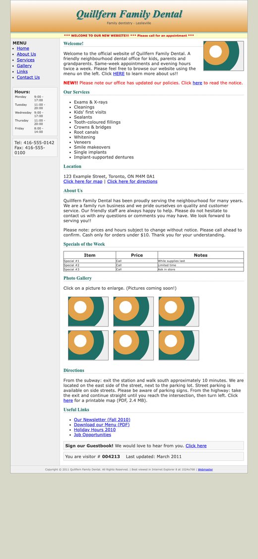 Before: an outdated website on a phone