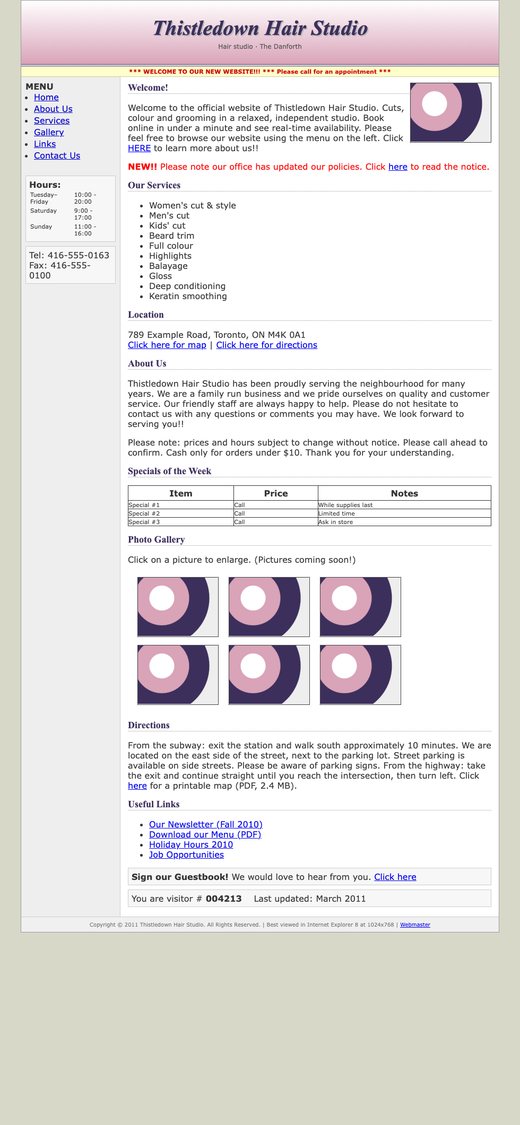 Before: an outdated website on a phone
